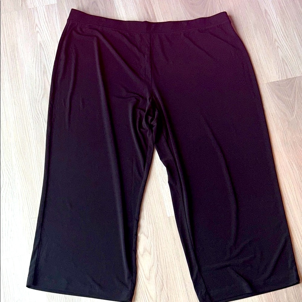 Susan Graver Essentials Liquid Knit Wide-Leg Ankle Capri Pants XLP Black NWOT